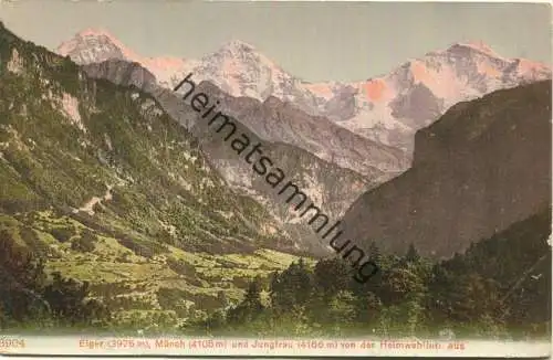 Blick von der Heimwehfluh auf Eiger Mönch und Jungfrau - Edition Photoglob Co. Zürich