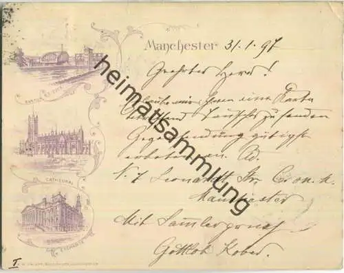 Manchester - Barton Bridges - Cathedral - Exchange - AK kleines Format ca. 11,5 X 9 cm