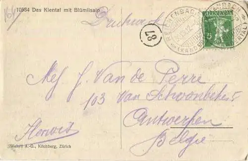 Kiental mit Blümlisalp - Verlag Wehrli AG Kilchberg gel. 1912