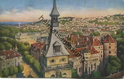 Stuttgart - Blick vom Stiftskirchenturm - Künstlerkarte