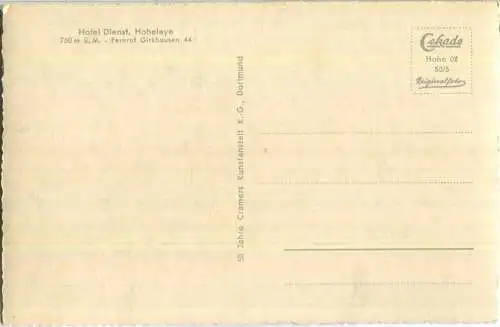Winterberg-Hoheleye - Hotel Dienst - Foto-AK - Verlag Cramers Kunstanstalt Dortmund