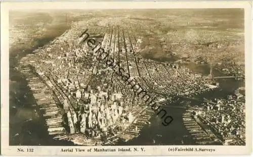Manhattan Island - Aerial View - Foto-AK - Verlag Wm. Frange New York City