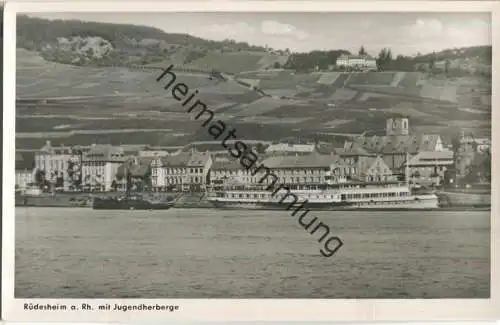 Rüdesheim - Fahrgastschiff - Jugendherberge - Foto-Ansichtskarte - Verlag Edm. v. König Heidelberg