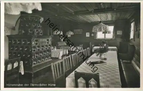 Hüttenstube der Darmstädter Hütte bei Wildsee und Ruhestein - Post Ottenhöfen - Foto-Ansichtskarte