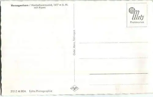 Herzogenhorn - Foto-AK - Verlag Gebr. Metz Tübingen