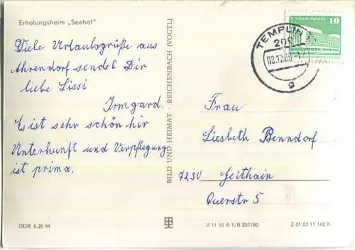 Ahrensdorf - Erholungsheim Seehof - Verlag Bild und Heimat Reichenbach