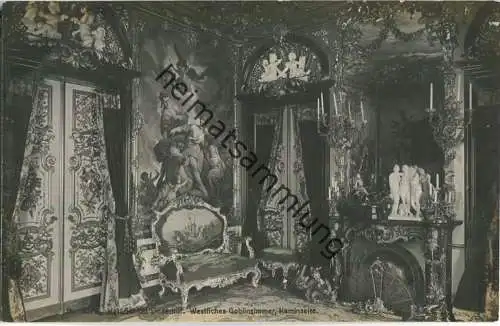 Schloss Linderhof - Westliches Gobelinzimmer - Kaminseite - Foto-Ansichtskarte - Verlag Martin Herpich München 1910
