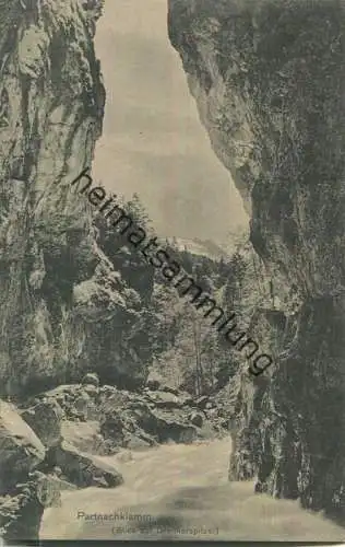 Partnachklamm - Blick auf Dreithorspitze - Verlag B. Johannes (Max Beckert) Partenkirchen-Garmisch