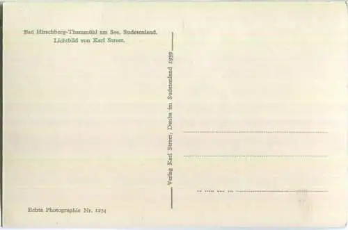 Bad Hirschberg-Thammühl am See - Foto-Ansichtskarte - Verlag Karl Streer Dauba 1939