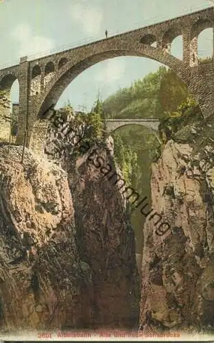 Albulabahn - Alte und neue Solisbrücke - Edition Photoglob Co. Zürich 1908