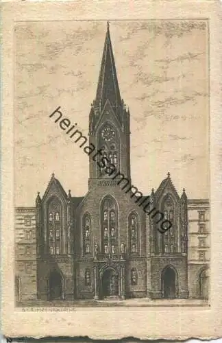 Berlin - Radierung - St. Simeonskirche - Wassertorstrasse - ca. 1938 Original-Radierung - Handpressen-Kupferdruck