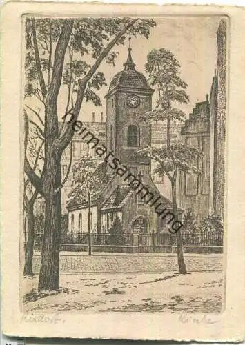 Berlin-Rixdorf - Radierung - Kirche ca. 1940 Original-Radierung - Handabzug