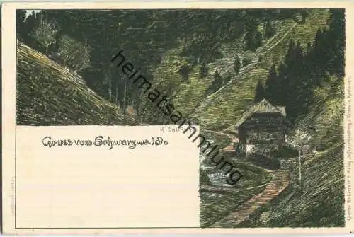 Schwarzwald - Künstlerkarte H. Daur 1897 - Verlag J. Velten Karlsruhe
