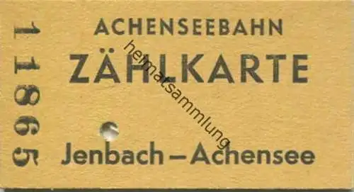 Österreich - Achenseebahn - Zählkarte - Jenbach-Achensee