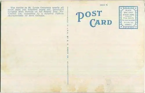 New Orleans - Vaults of old St. Louis Cemetery on all Saints'Day - Edition E. C. Kropp Milwaukee