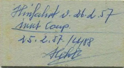 Schweiz - SBB CFF FFS - Ausweis für angemeldete Weiterreise 1957