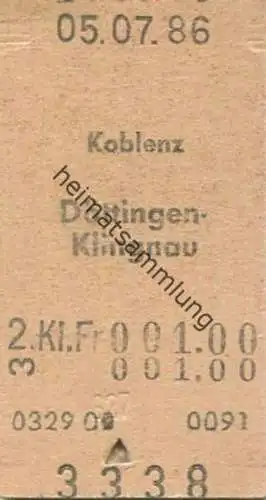 Schweiz - Koblenz Döttingen-Klingnau - Fahrkarte 1986