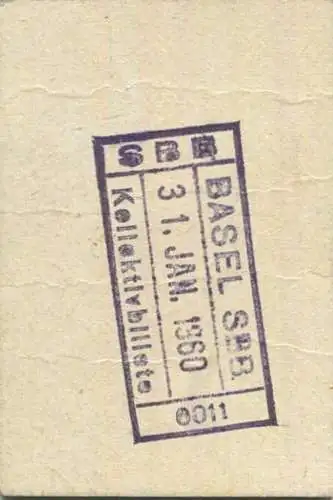 Schweiz - Ausweis zur ausnahmsweisen Benützung des Abonnements Basel - Fahrkarte 1960 Kollektivbillete 1960