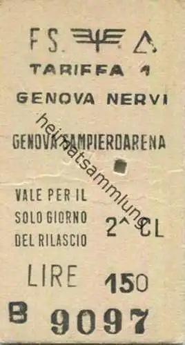 Italien - Genova Nervi Genova Sampierdarena - Fahrkarte 1971