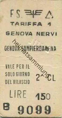 Italien - Genova Nervi Genova Sampierdarena - Fahrkarte 1971