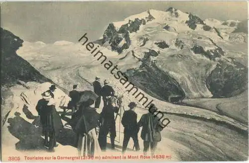 Touristes sur le Gornergrat admirant le Mont Rose - Edition Photoglob Co. Zürich