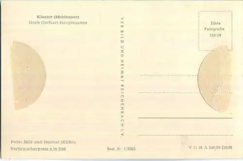 Kloster - Grab Gerhart Hauptmann - VEB Bild und Heimat Reichenbach 50er Jahre