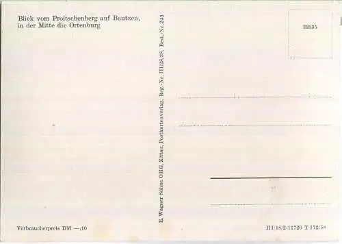 Blick vom Proitschenberg auf Bautzen - Verlag R. Wagner Söhne OHG Zittau 50er Jahre