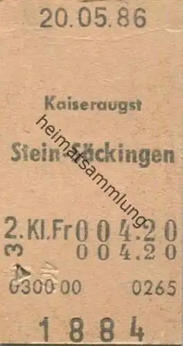 Schweiz - Kaiseraugst Stein-Säckingen - Fahrkarte 1986