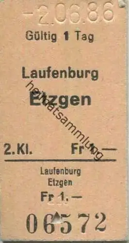 Schweiz - Laufenburg Etzgen - Fahrkarte 1986