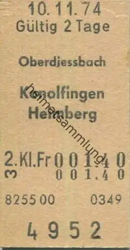 Schweiz - Oberdiessbach Konolfingen Heimberg - Fahrkarte 1974