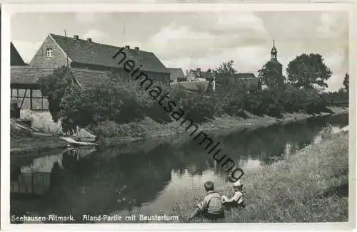 Seehausen - Aland-Partie mit Beusterturm - Foto-Ansichtskarte - Verlag Hans Stendel Buch- und Papierhandlung Seehausen