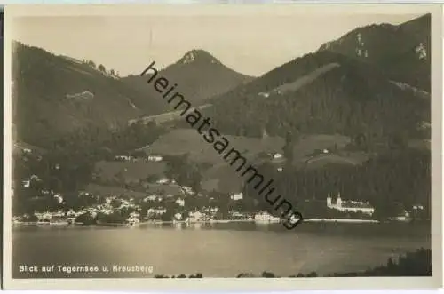 Blick auf Tegernsee und Kreuzberg - Foto-Ansichtskarte - Verlag Peter Triem München