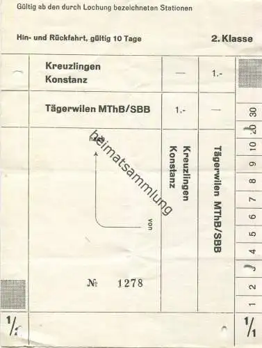 Schweiz - Konstanz Kreuzlingen - Tägerwilen MThB/SBB - Fahrschein