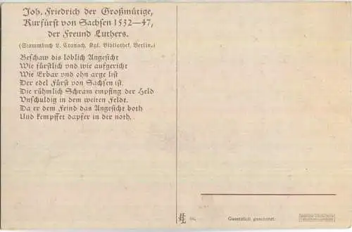 Joh. Friedrich der Grossmütige - Kurfürst von Sachsen der Freund Luthers - Verlag F. Bruckmann AG München