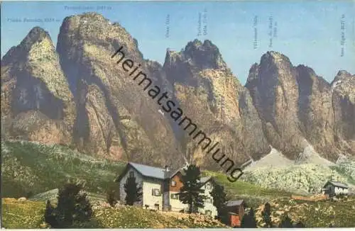 Regensburgerhütte mit der Geislergruppe - Verlag Joh. F. Amonn Bozen