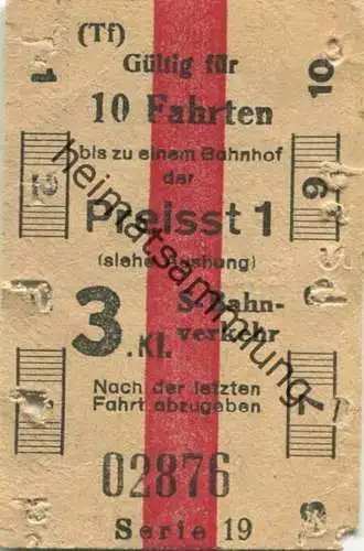 Deutschland - Gültig für 10 Fahrten - Fahrkarte Berlin S-Bahn-Verkehr 3. Klasse