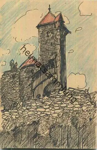 Klausen - Burg Branzoll - original handgemalt von O. Urbahn 6. 6. 1915