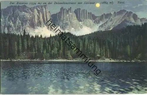 Karersee an der Dolomitenstrasse mit Latemar - Verlag Joh. F. Amonn Bozen