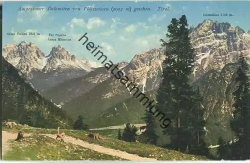 Ampezzaner Dolomiten von Plätzwiesen gesehen - Verlag Joh. F. Amonn Bozen