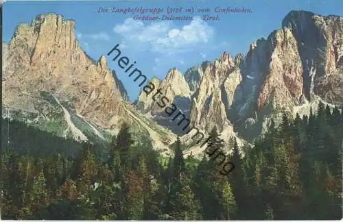 Die Langkofelgruppe vom Confinboden - Grödner-Dolomiten - Verlag Joh. F. Amonn Bozen