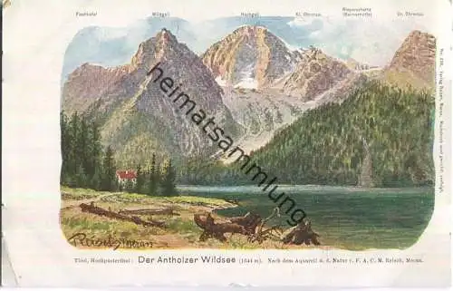 Antholzer Wildsee - Hochpustertal - Künstlerkarte F. A. C. M. Reisch Meran - Verlag Reisch Meran