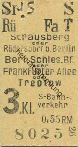 Deutschland - Strausberg oder Rüdersdorf bei Berlin - Berlin Schlesischer Bahnhof oder Frankfurter Allee oder Treptow -