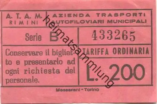 Italien - A.T.A.M. Rimini - Biglietto - Fahrschein L. 200