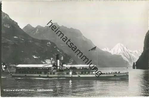 Vierwaldstättersee - Schillerstein - Fahrgastschiff Italia - Foto-Ansichtskarte - Verlag Photoglob-Wehrli AG Zürich