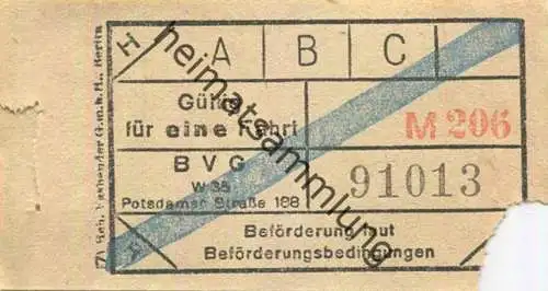 Deutschland - Berlin - BVG Fahrschein - Gültig für eine Fahrt