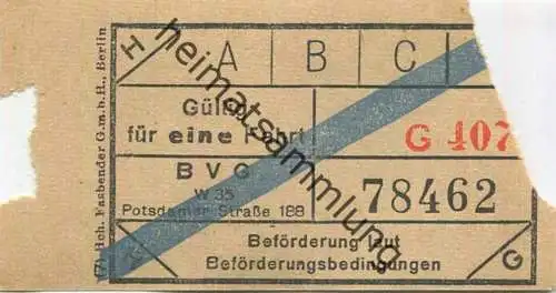 Deutschland - Berlin - BVG Fahrschein - Gültig für eine Fahrt