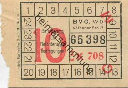 Deutschland - Berlin - BVG - Fahrschein 1944