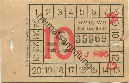 Deutschland - Berlin - BVG - Fahrschein 1943