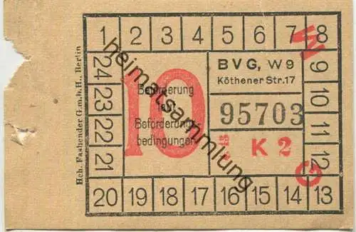 Deutschland - Berlin - BVG - Fahrschein 1943
