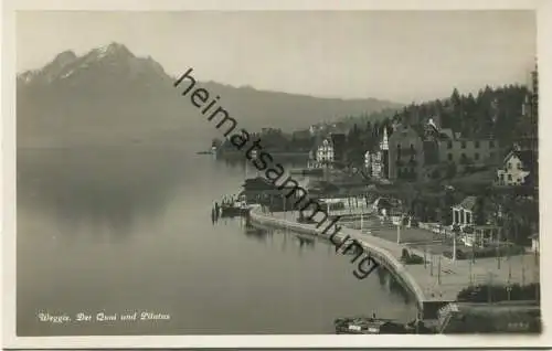 Weggis - Der Quai und Pilatus - Foto-AK - Verlag E. Goetz Luzern